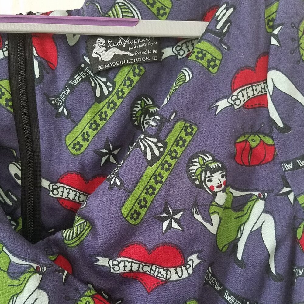 Lady V curvy sewing print retro dress - Picture 4 of 4